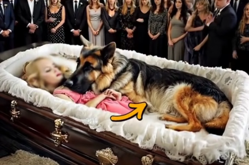 The German shepherd did not want to leave the little girl’s coffin
